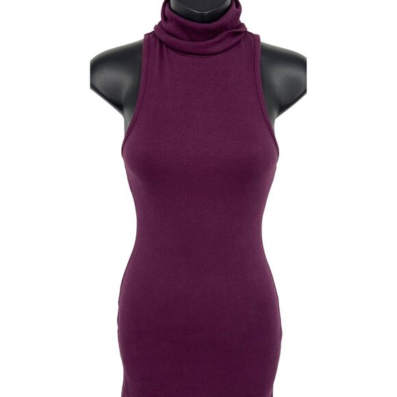 Zara Womens Plum Bodycon Turtleneck Sleeves Dress Size Small Women NWT New - Picture 2 of 7